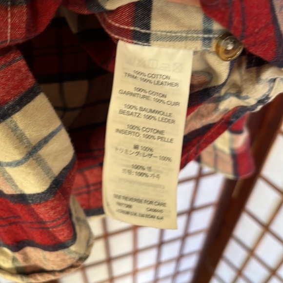 JCrew Red Holiday Plaid with Leather Elbow Pad Shirt - Picture 3 of 5